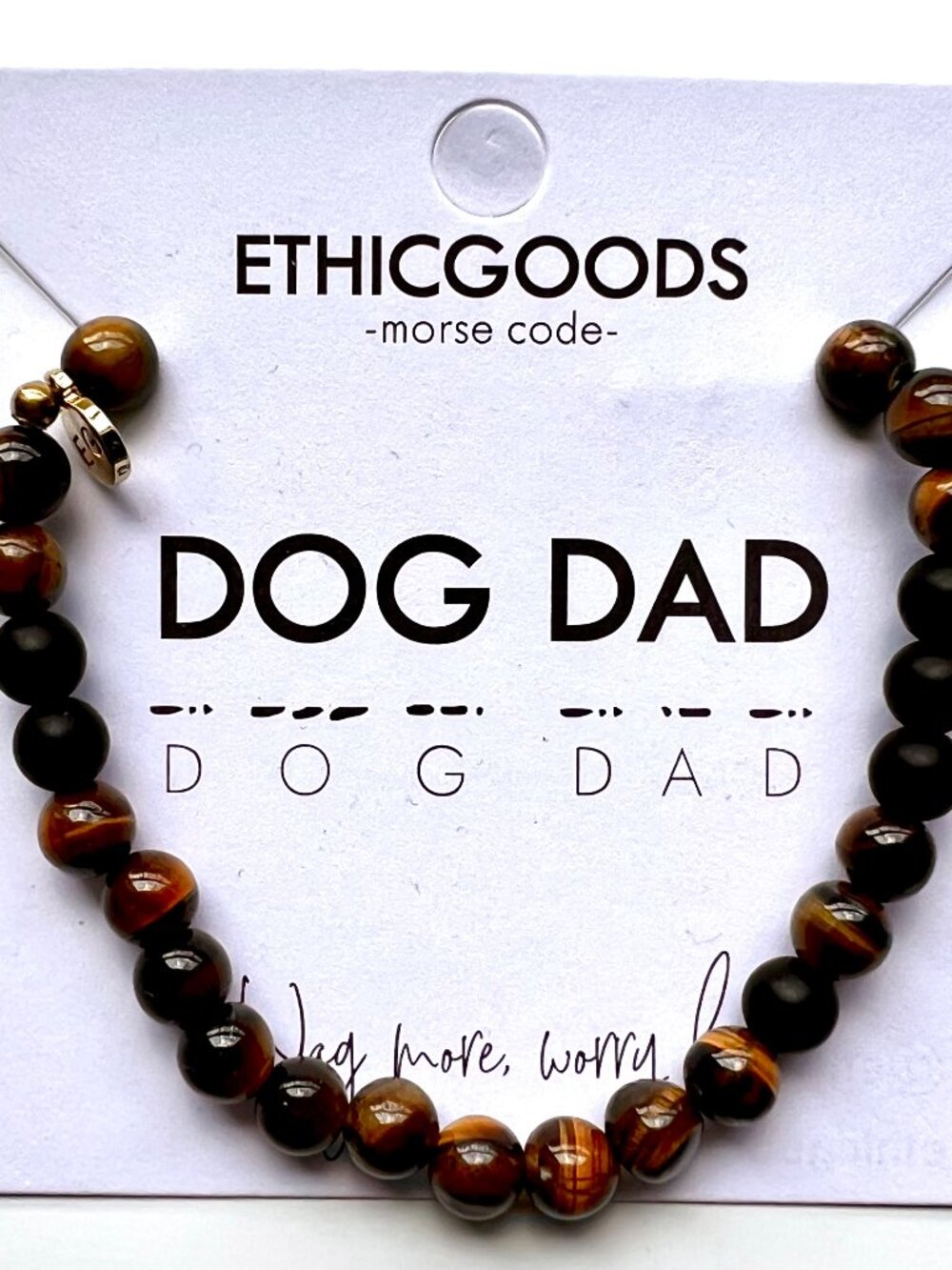 ETHICGOODS Dog Dad Morse Code Beaded Bracelet Tiger's Eye Gift